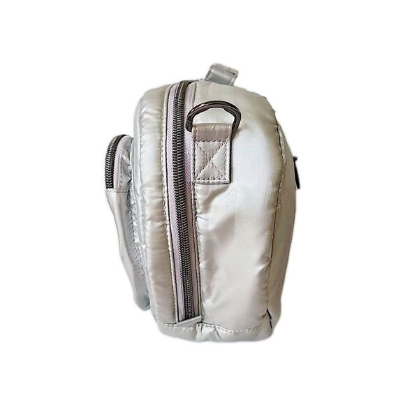 Lug Railcar Crossbody Tote Bag Metallic Silver Adjustable Removeable Strap RFID - Picture 2 of 12